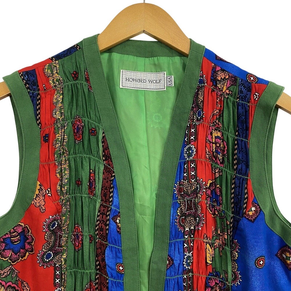Vintage Vest Womens 8 Wearable Art Boho Artsy Patchwork Color block Made USA - Picture 2 of 9